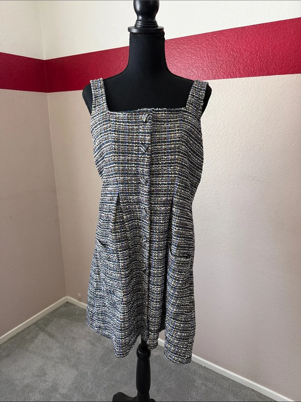 Free People Multi-Colored Tweed Mini Dress w/ Pockets | Sz L